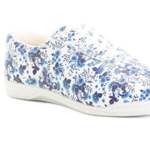 NWT EASY SPIRIT Women Comfort Floral Print Leather Sneakers Size 5